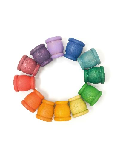 Grapat Wood Coloured Mates / Pots 12 pcs (12 colour)