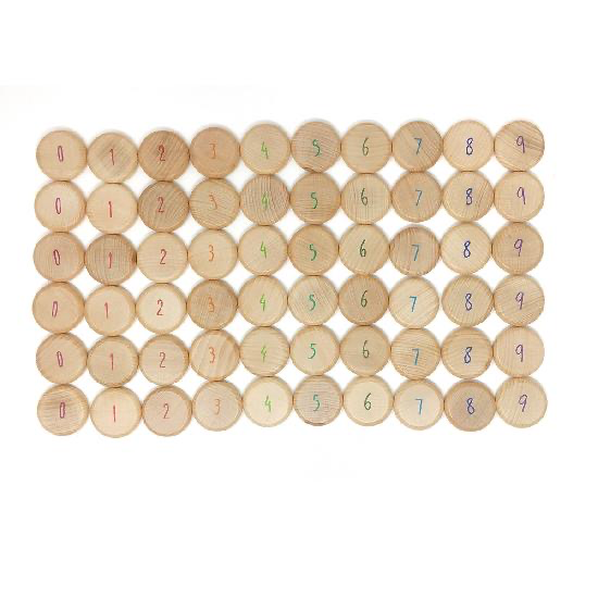 Grapat Wood Coins to Count 60 pcs