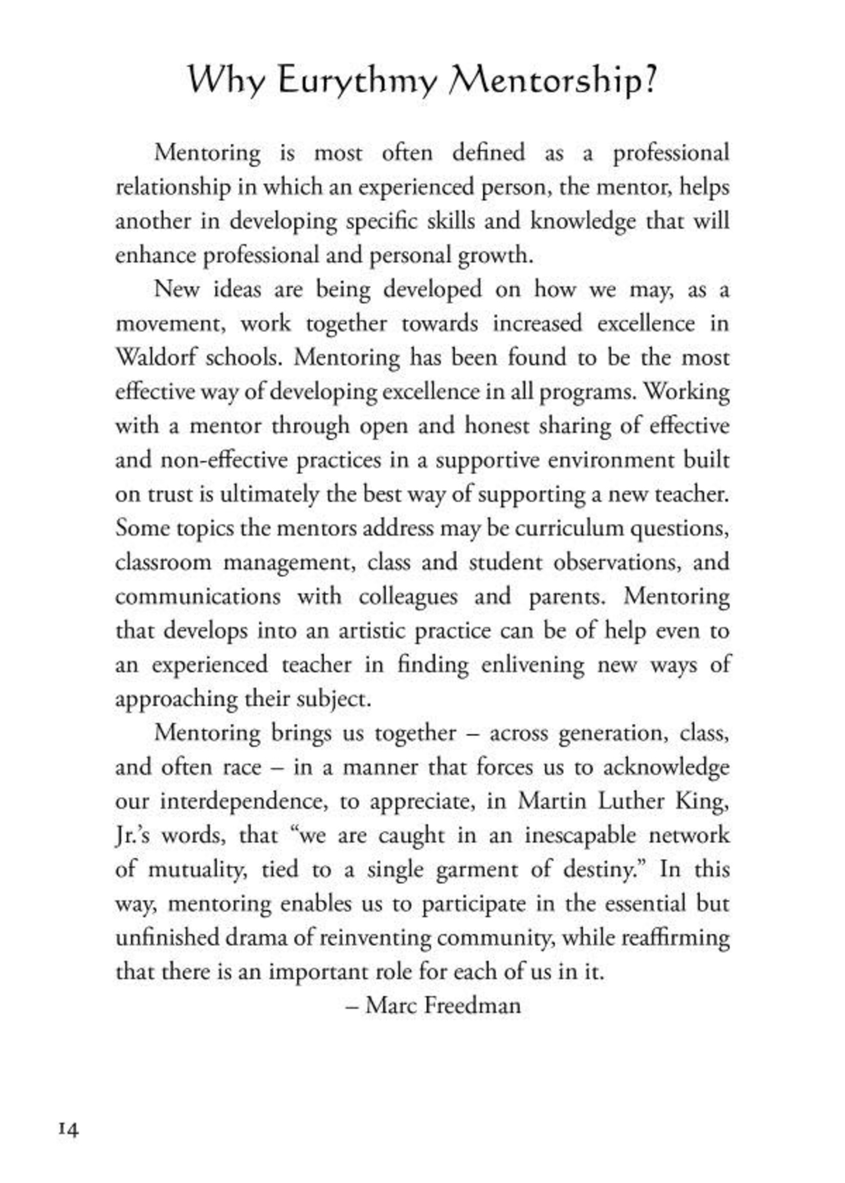 Waldorf Publications Working Together Mentoring for Eurythmy Teachers