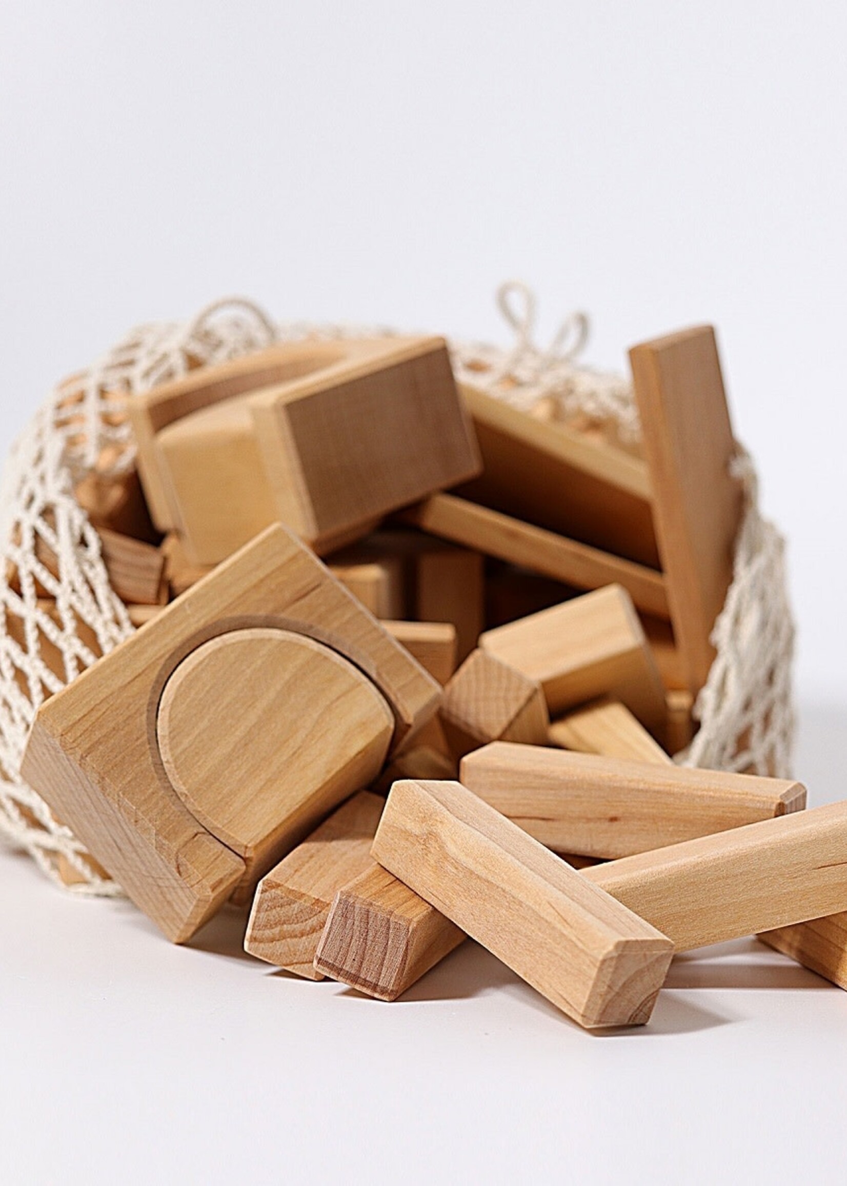 Grimm's Geometric Blocks Natural 60 pcs in net bag