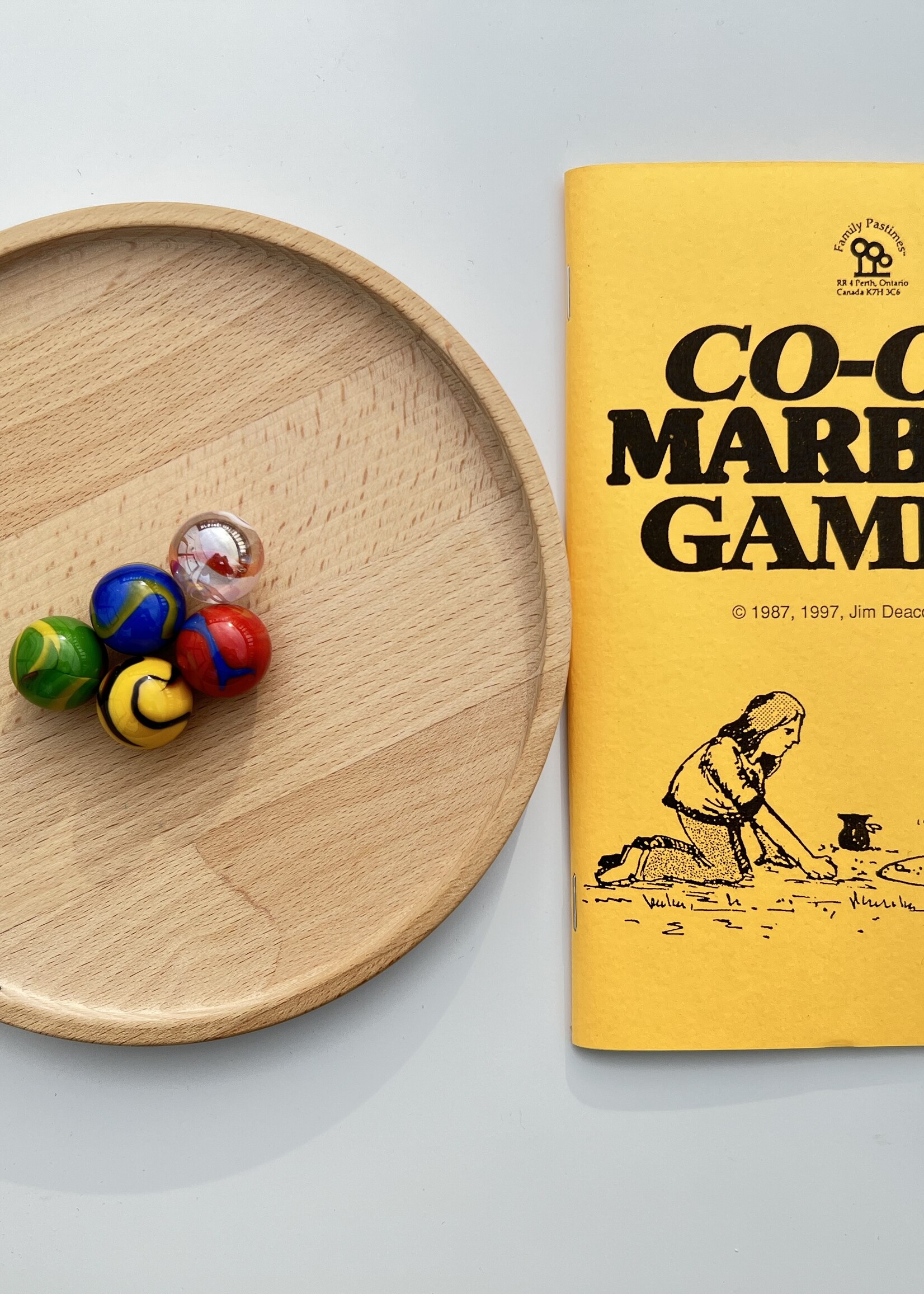 Family Pastimes Co-op Marble Games Manual with Marbles