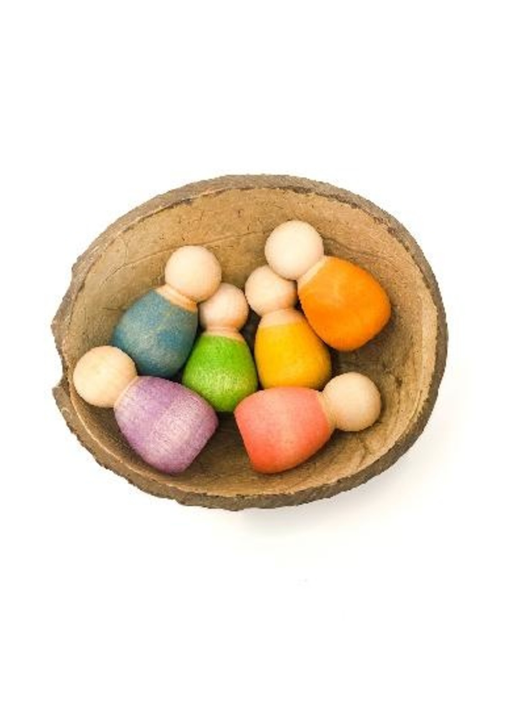 Grapat Wood Coloured Baby Nins 6 pcs in Coconut Shell – Grapat