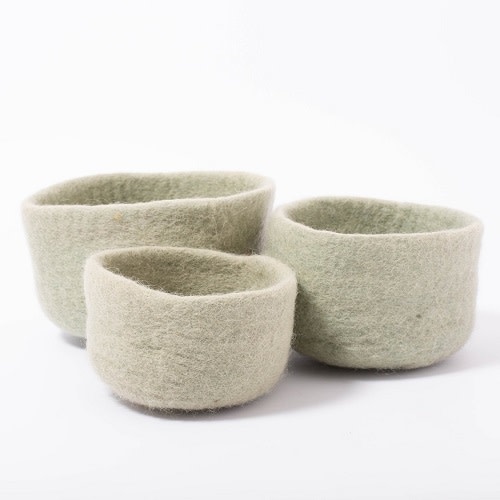 Papoose Wool Nesting Bowls - Sage 3pc set
