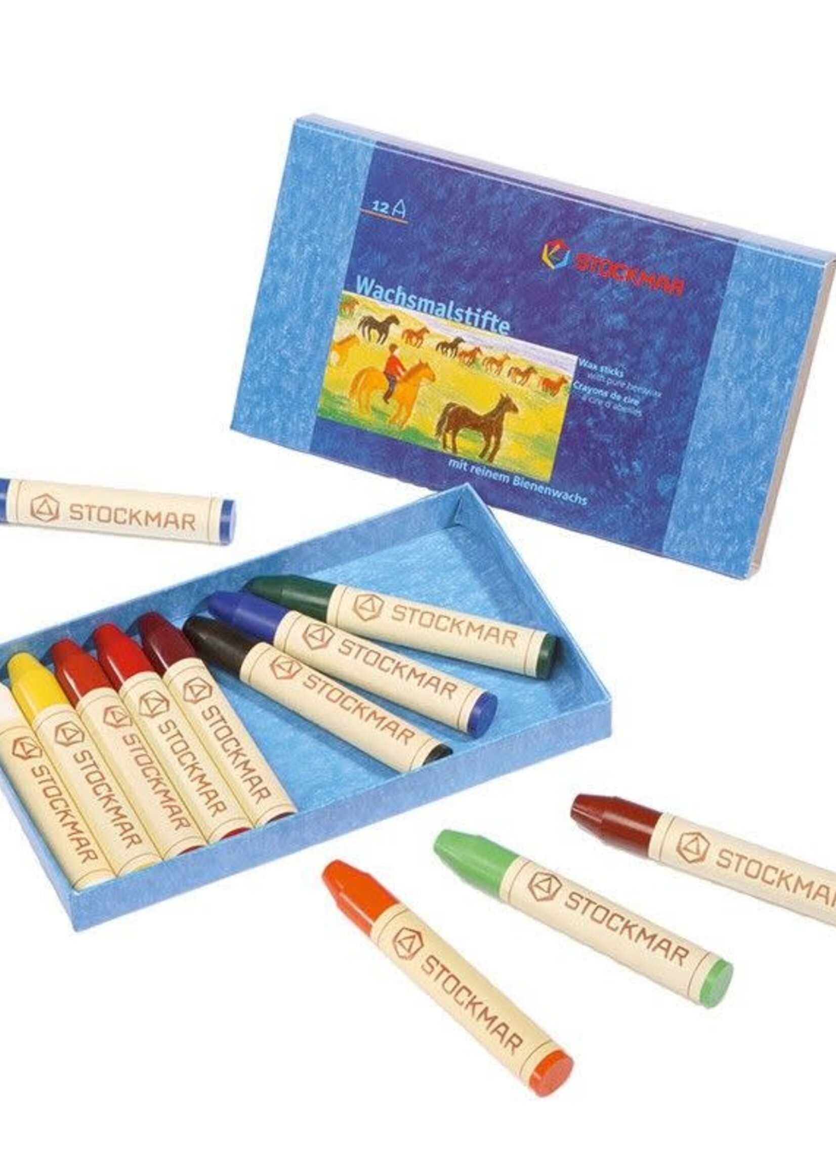 Stockmar Stockmar stick crayons 12 assorted, cardboard box