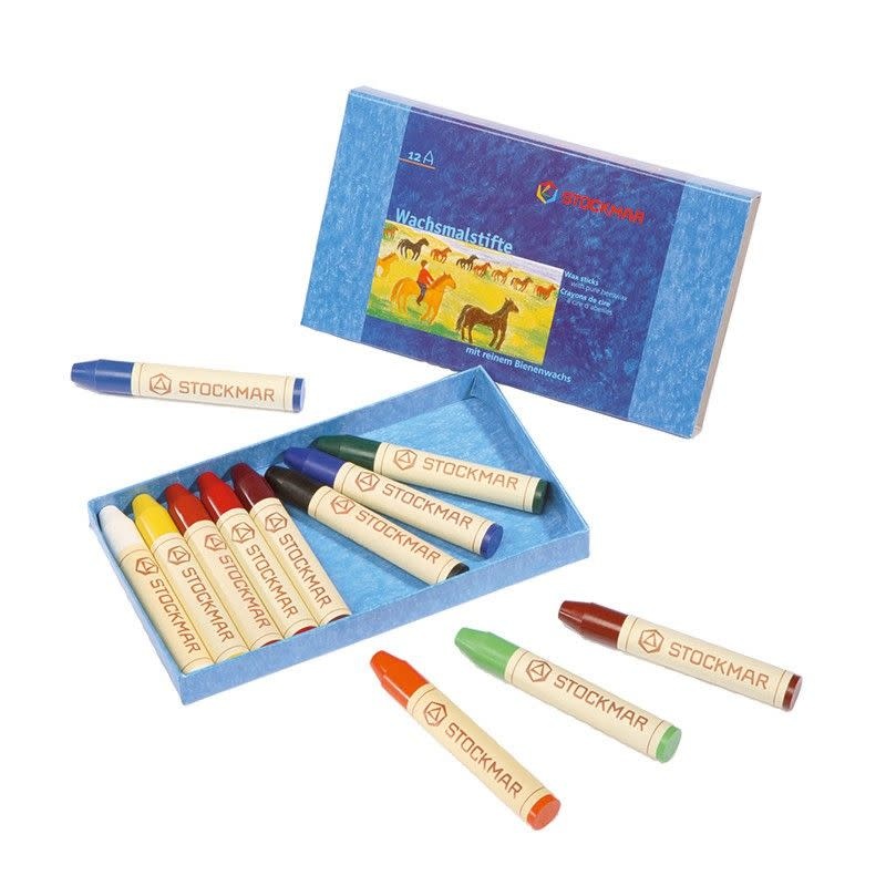 Stockmar Stockmar stick crayons 12 assorted, cardboard box