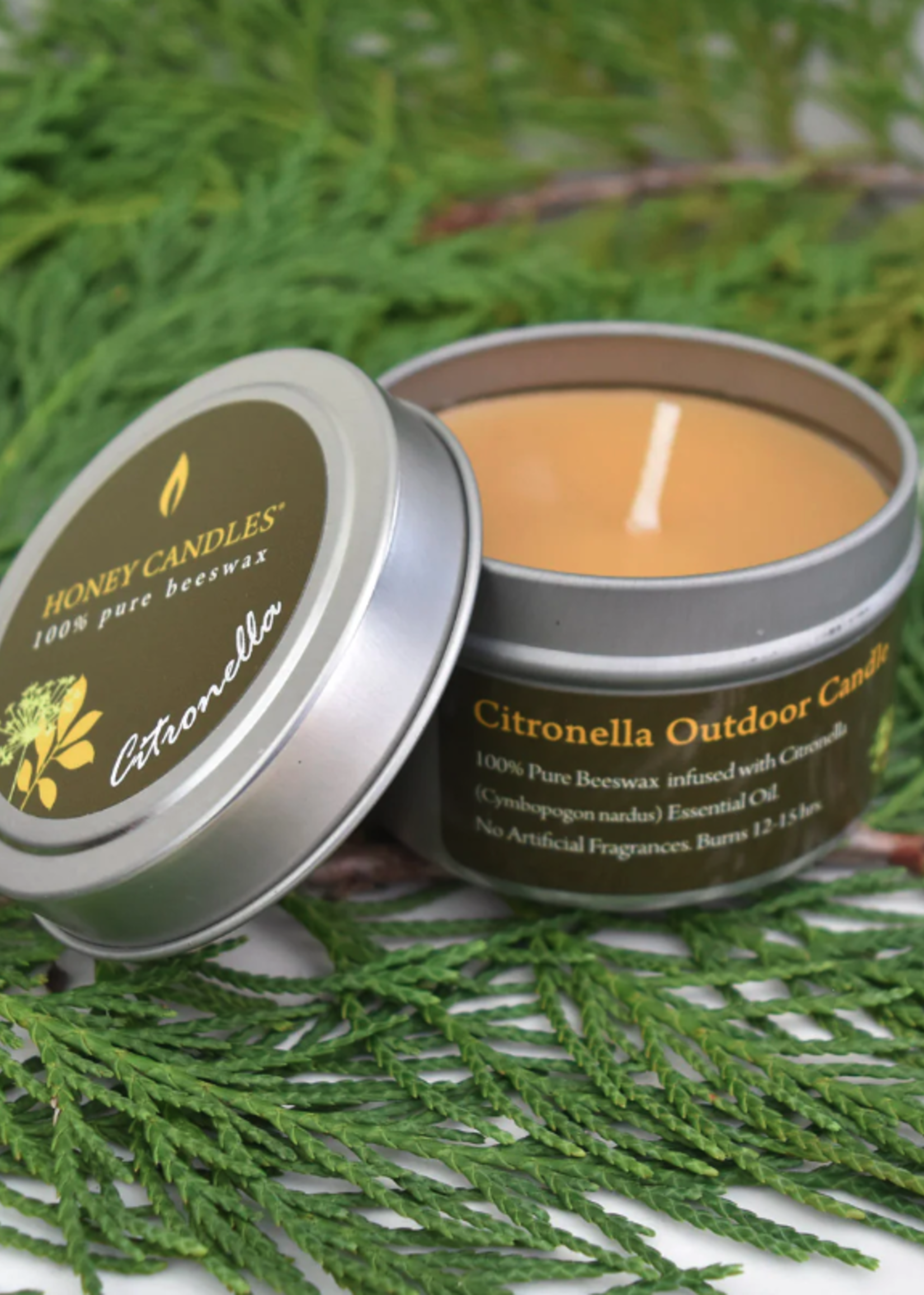 Honey Candles Essential Beeswax Tin - citronella