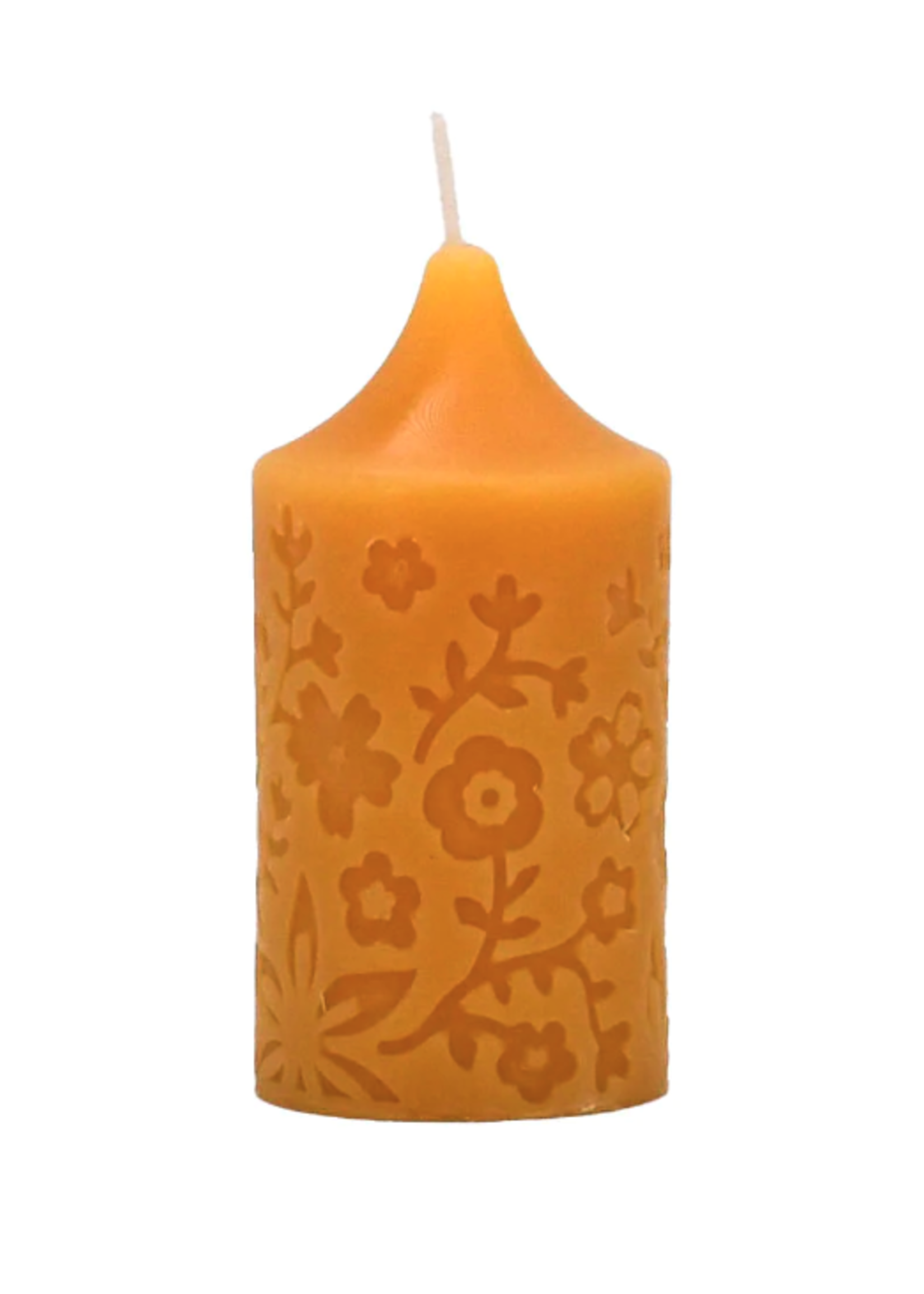 Honey Candles Small Pillar Beeswax Candle - flowers