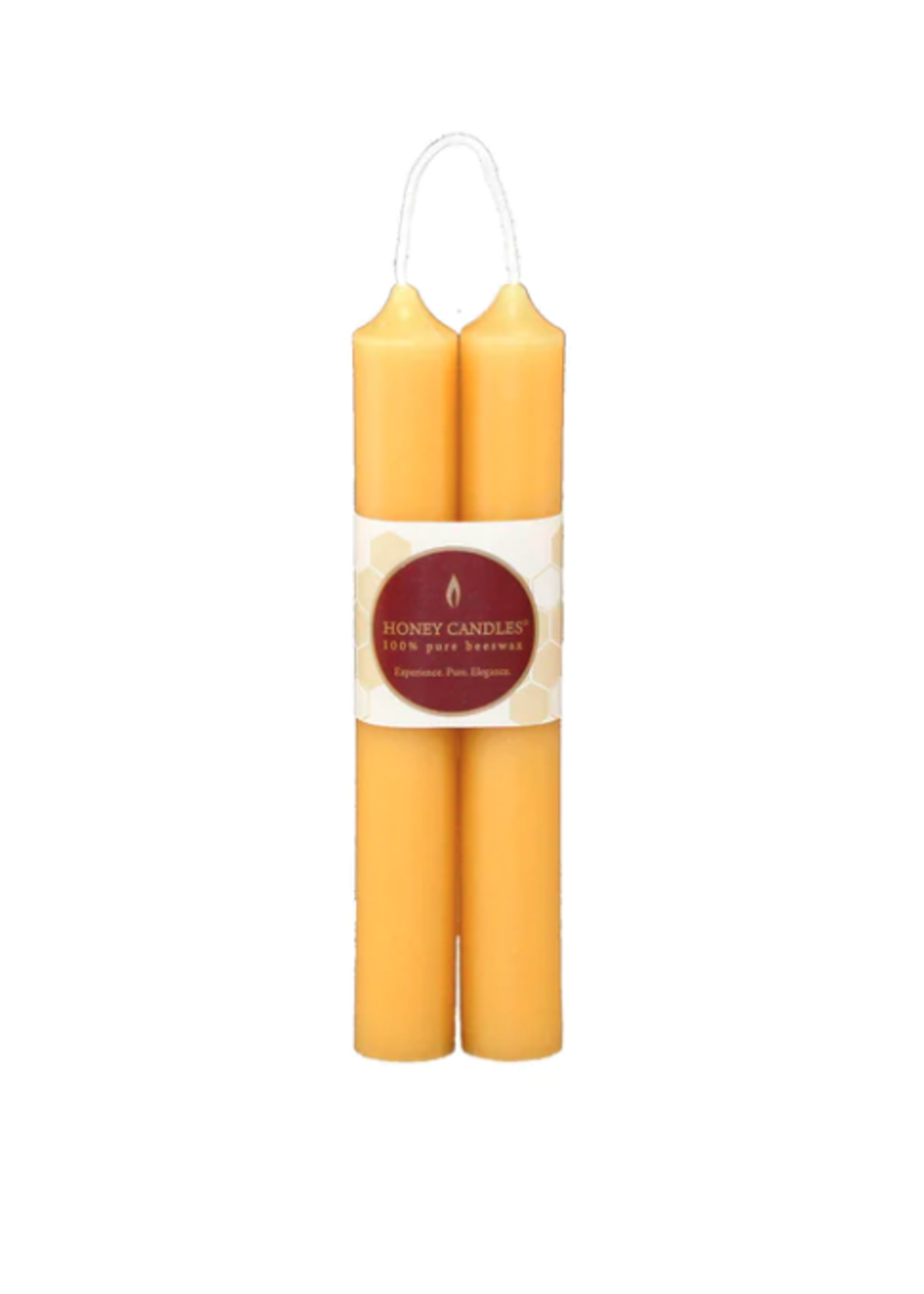 Honey Candles Pair of 6 Inch Natural Tube Beeswax Candle