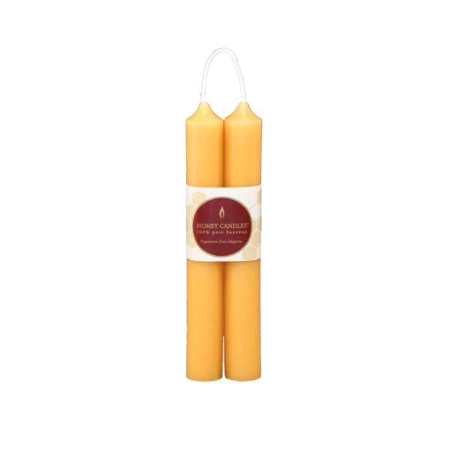Honey Candles Pair of 6 Inch Natural Tube Beeswax Candle