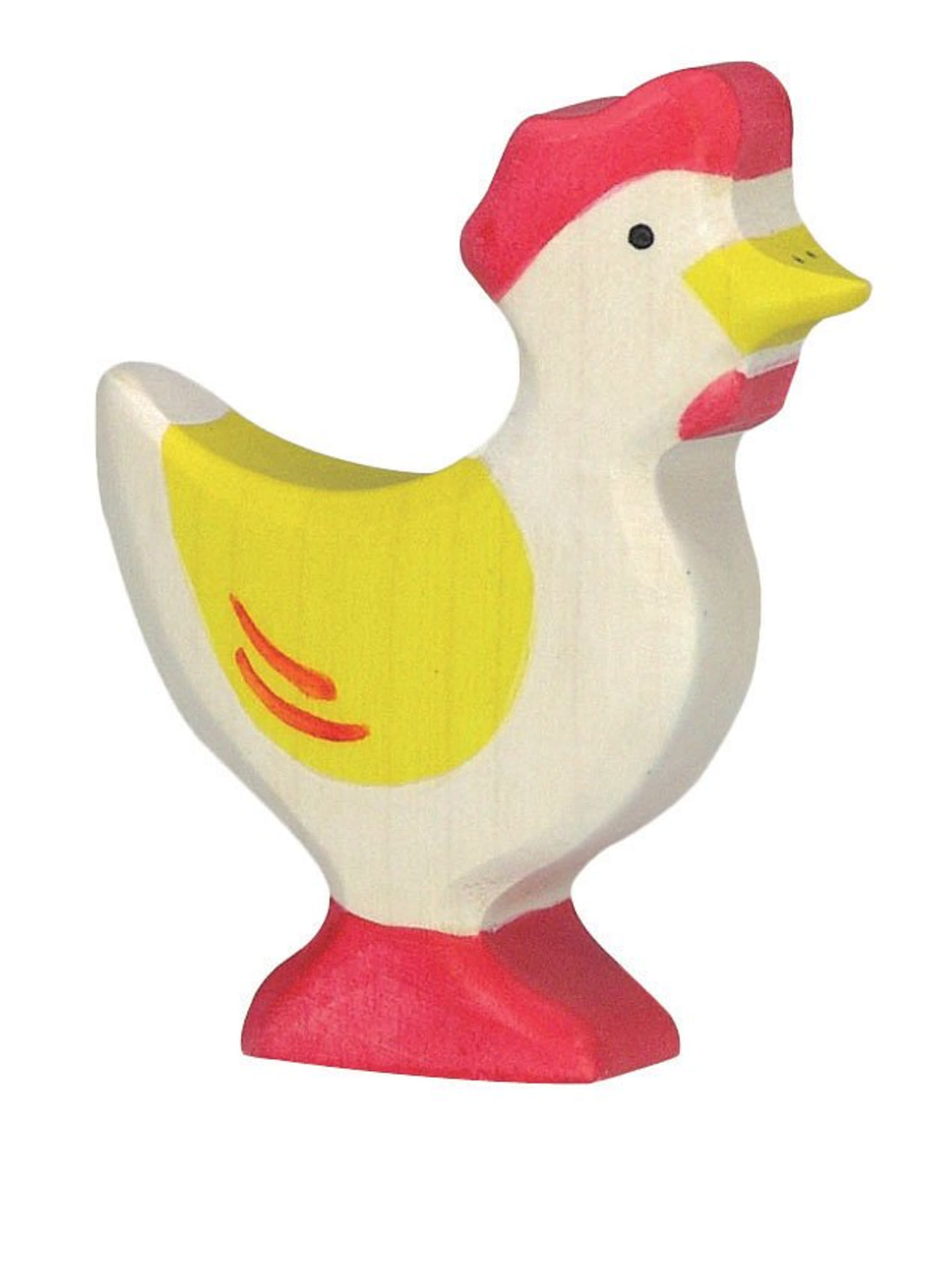 Holztiger Hen, standing, yellow