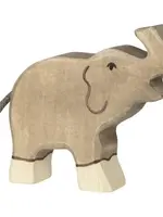 Holztiger Elephant, small, trunk raised