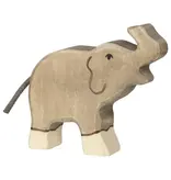 Holztiger Elephant, small, trunk raised