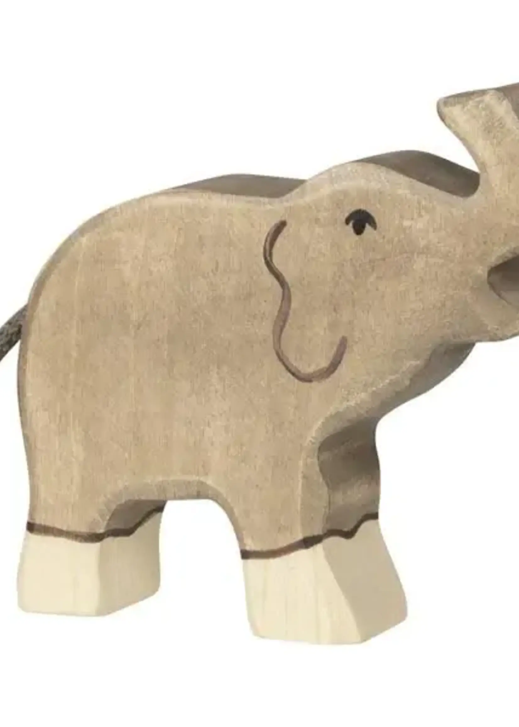 Holztiger Elephant, small, trunk raised