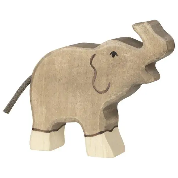 Holztiger Elephant, small, trunk raised