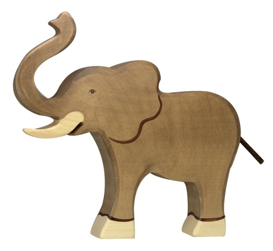 Holztiger Elephant, trunk raised