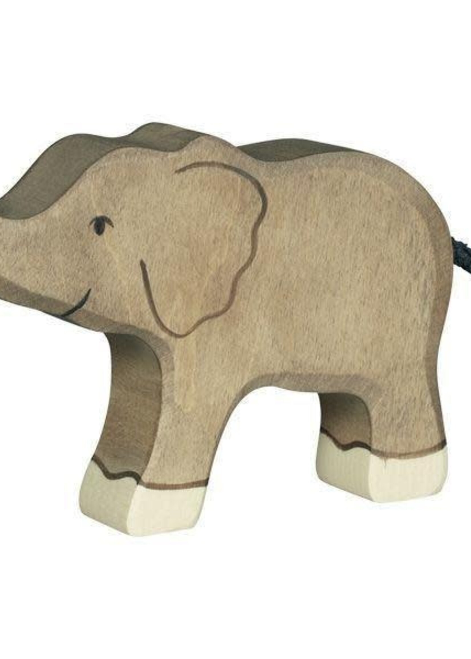 Holztiger Elephant, small, trunk raised