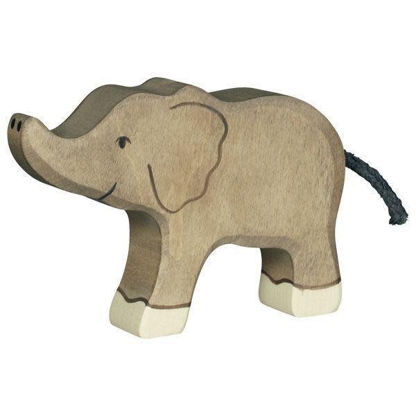 Holztiger Elephant, small, trunk raised