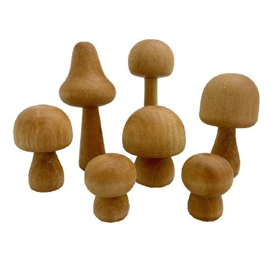 Papoose Wood Mushrooms Natural 7pcs