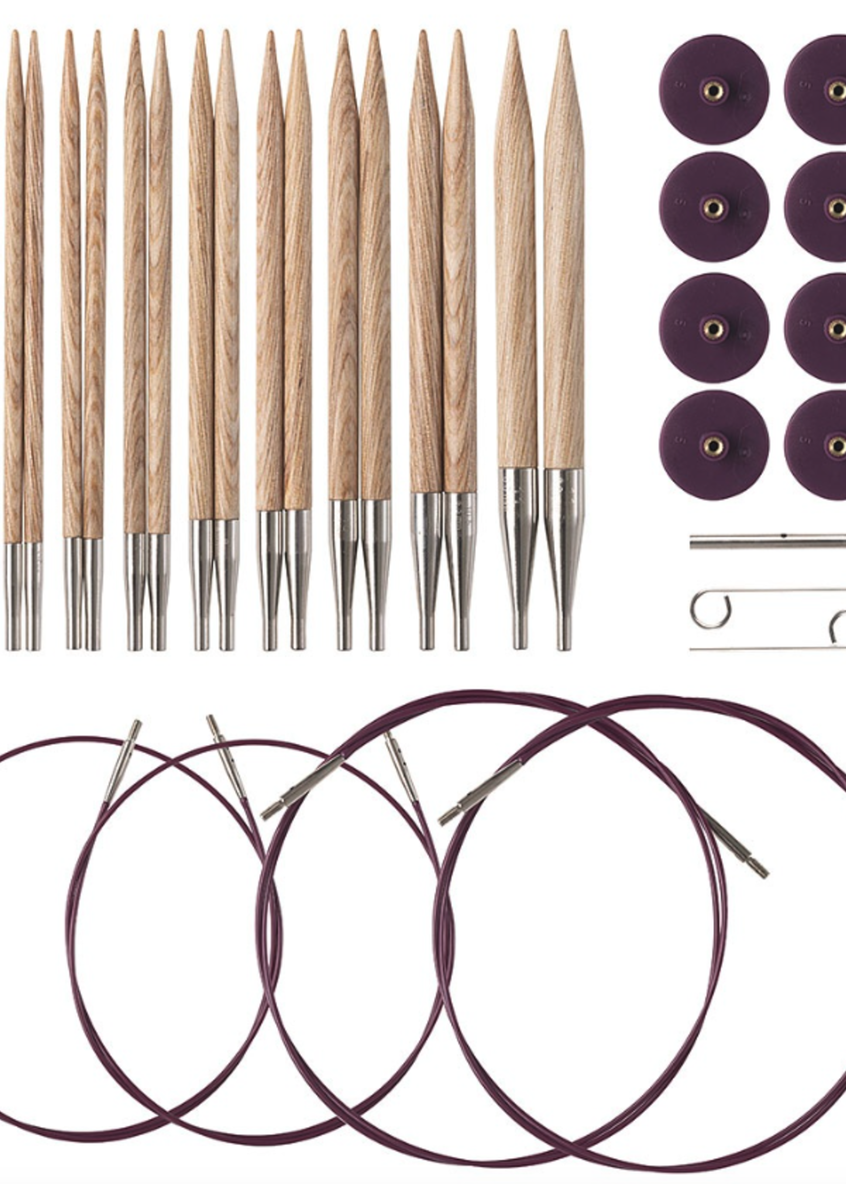 Knit Picks Sunstruck Interchangeable Needle Set: Purple Cables 2x 24" and 1 each of 32" & 40"