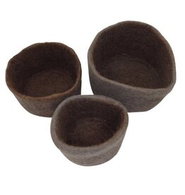 Papoose Wool Nesting Bowls - Grey 3pc set
