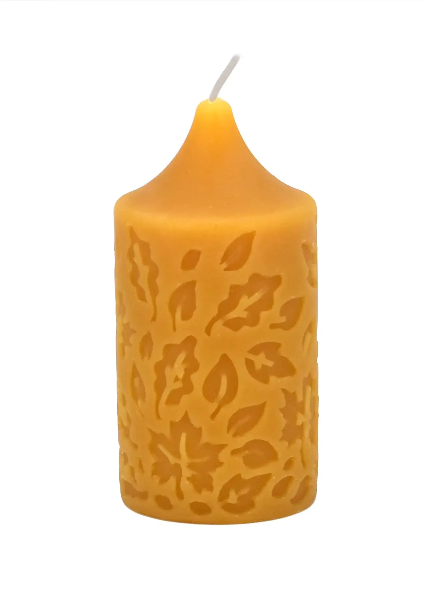 Honey Candles Small Pillar Beeswax Candle - leaf