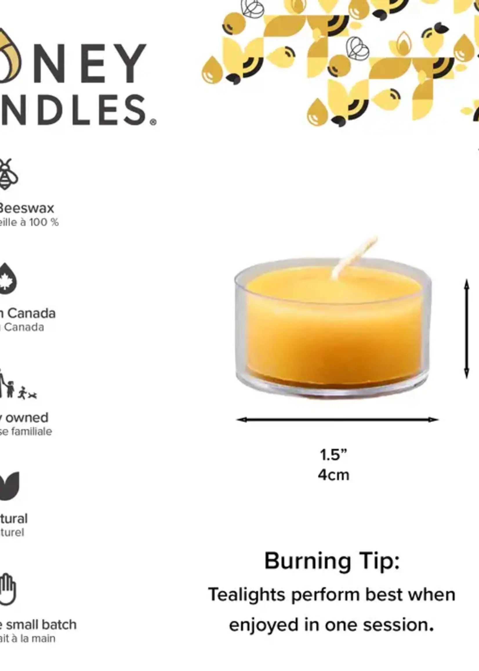 Honey Candles Natural Beeswax Tealight Candle in Clear Cup