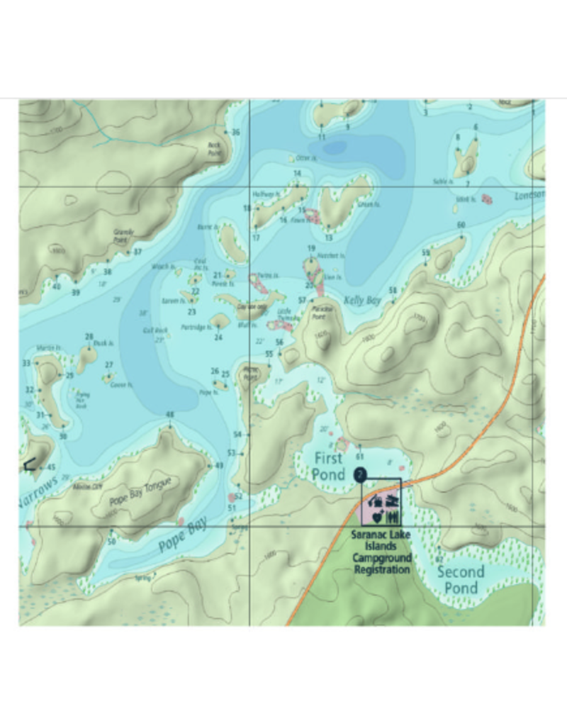 Green Goat Maps Saranac Lake Boat and Fishing Map