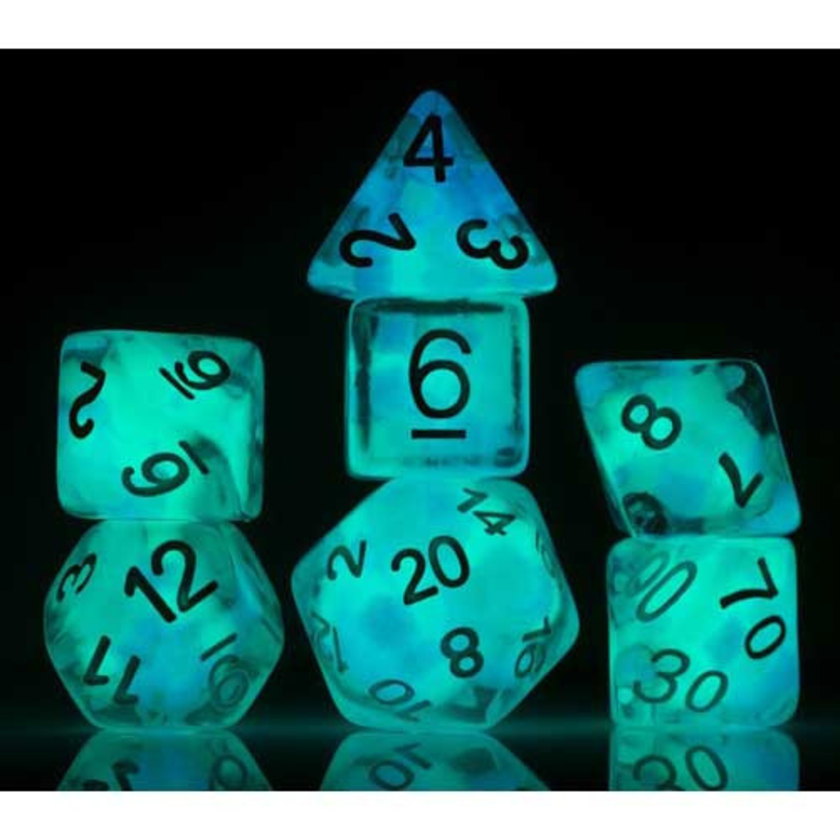 Sirius Dice: Cotton Candy Glowworm - 7 Die Set