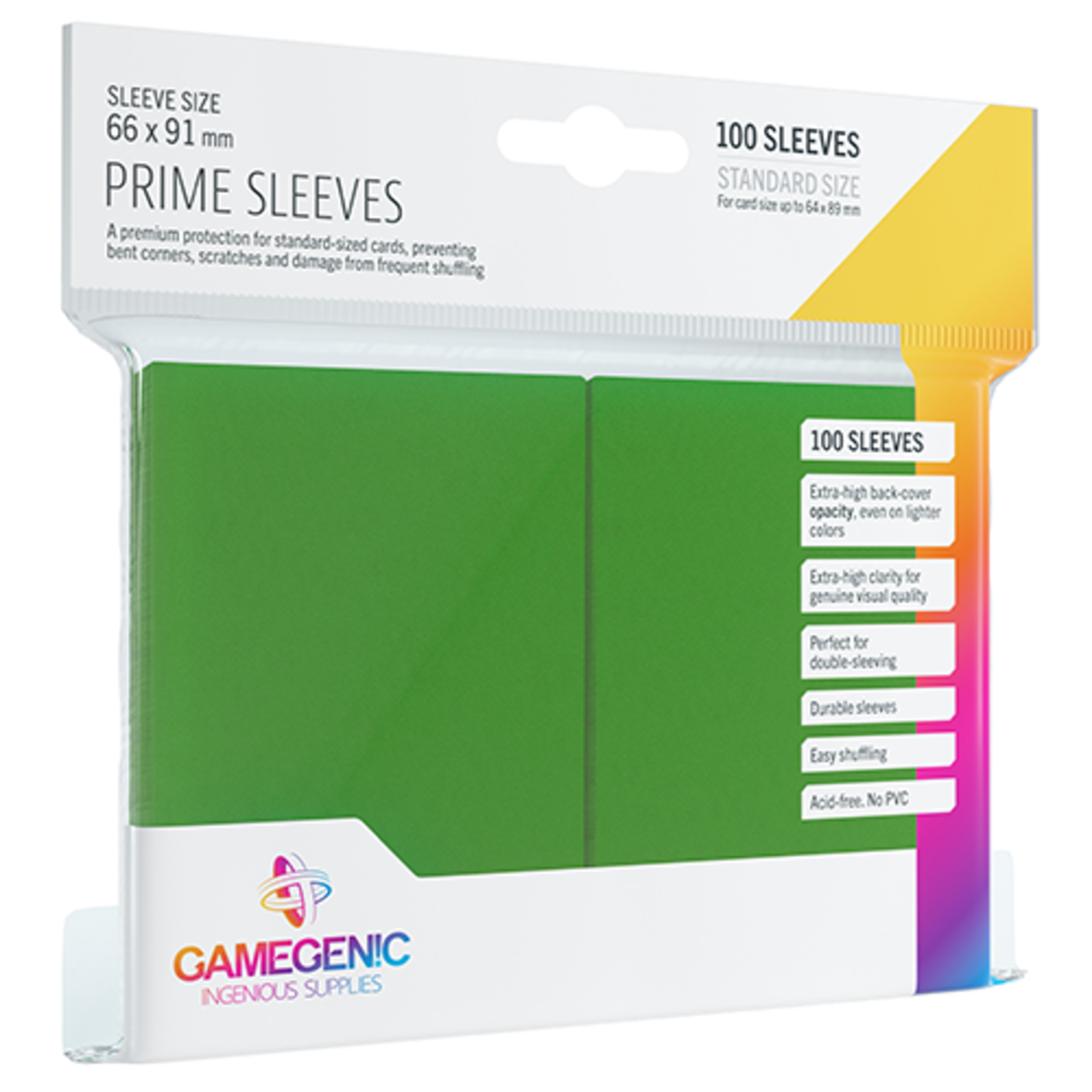 GAMEGENIC GG PRIME SLEEVES: GREEN STD 66x91mm