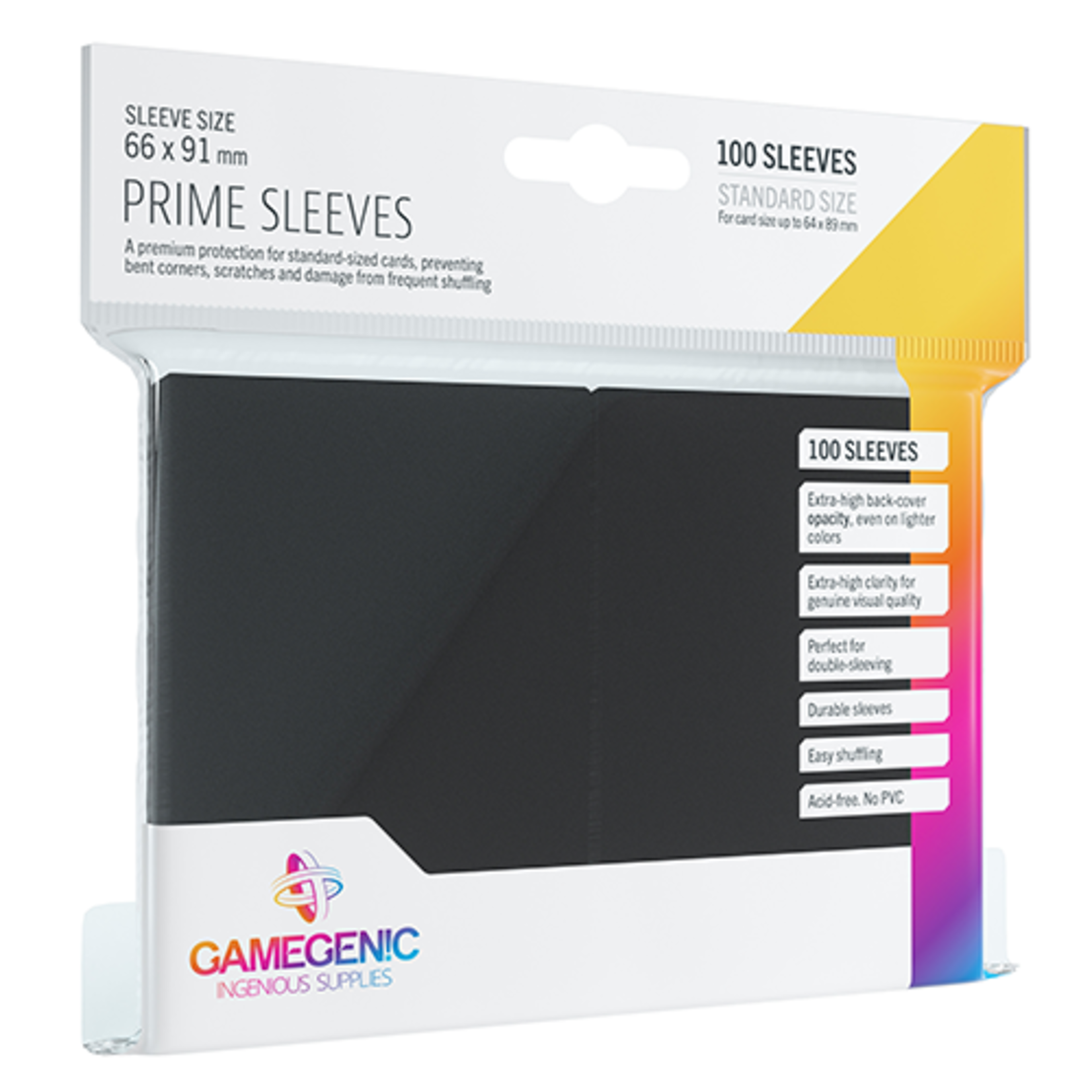 GAMEGENIC PRIME SLEEVES: BLACK STD 66x91mm