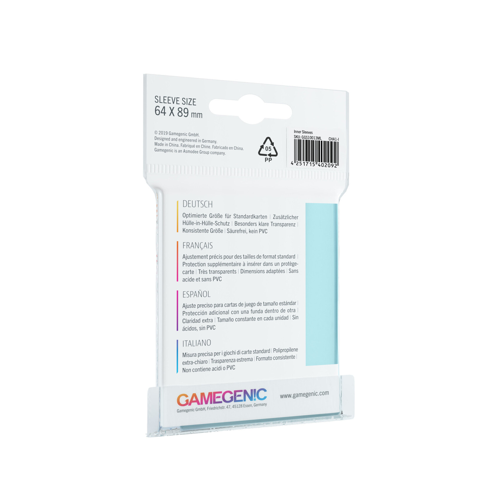 GAMEGENIC INNER SLEEVES STANDARD CG 64x89mm