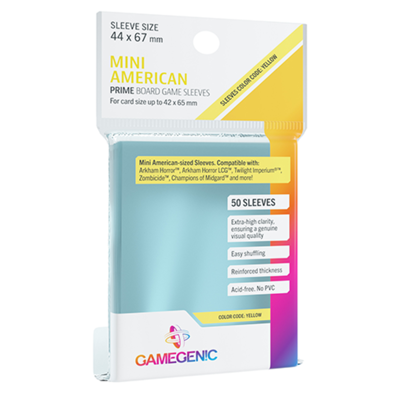 GAMEGENIC PRIME SLEEVES: MINI AMERICAN 44x67mm CODE: YELLOW