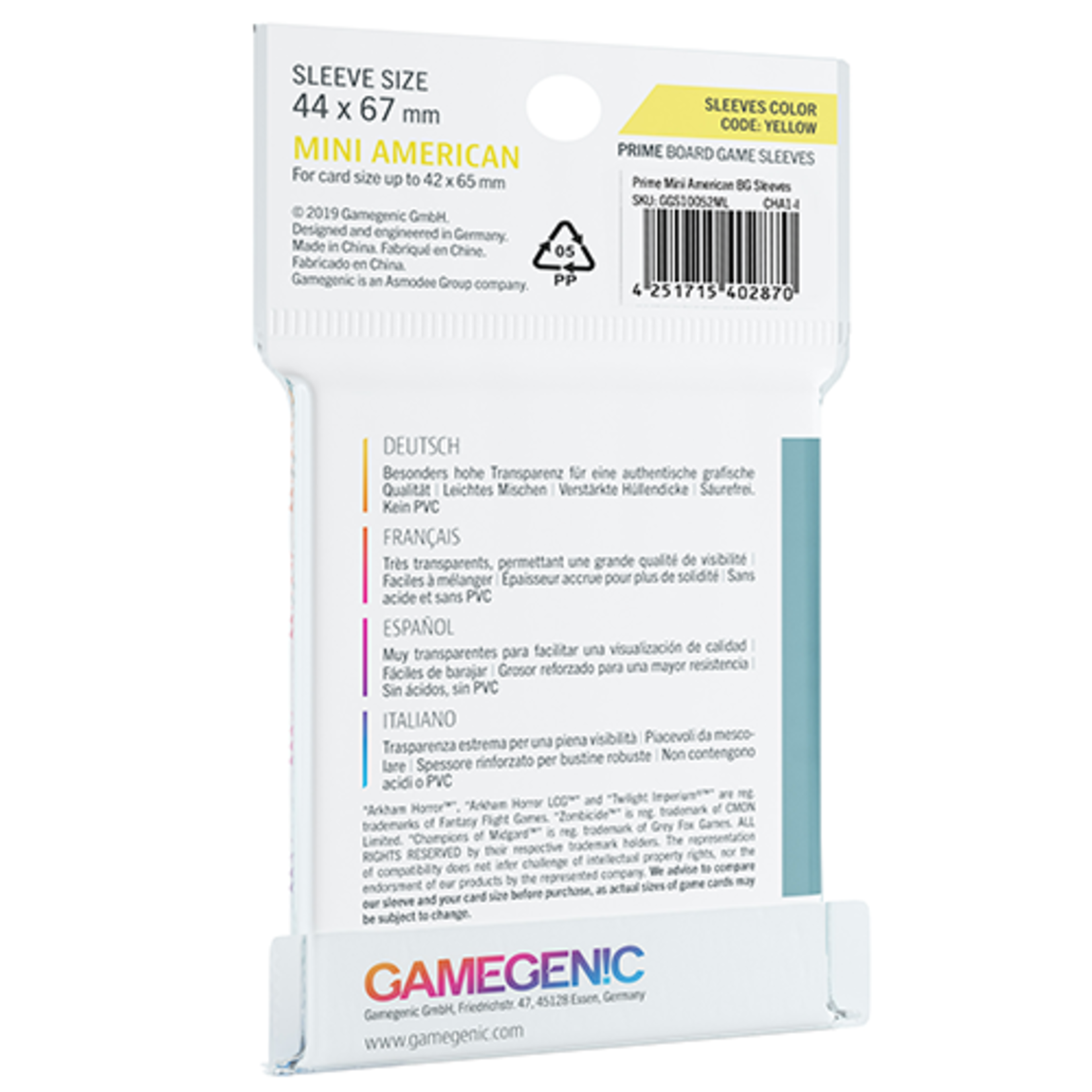 GAMEGENIC PRIME MINI AMERICAN 44x67 YELLOW SLEEVES