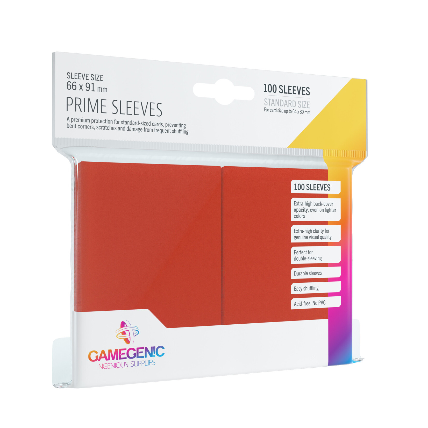 GAMEGENIC PRIME SLEEVES: RED STD 66x91mm