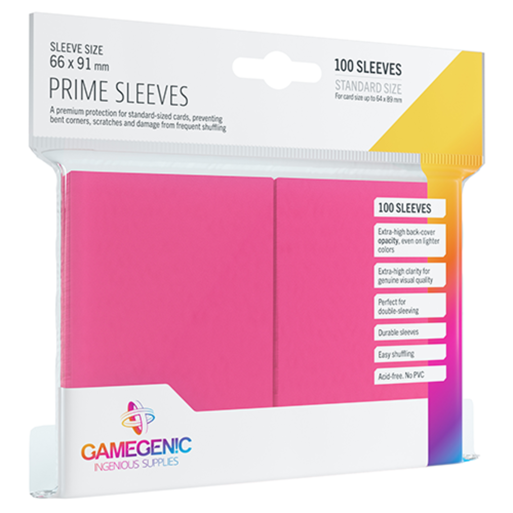 GAMEGENIC PRIME SLEEVES: PINK STD 66x91mm