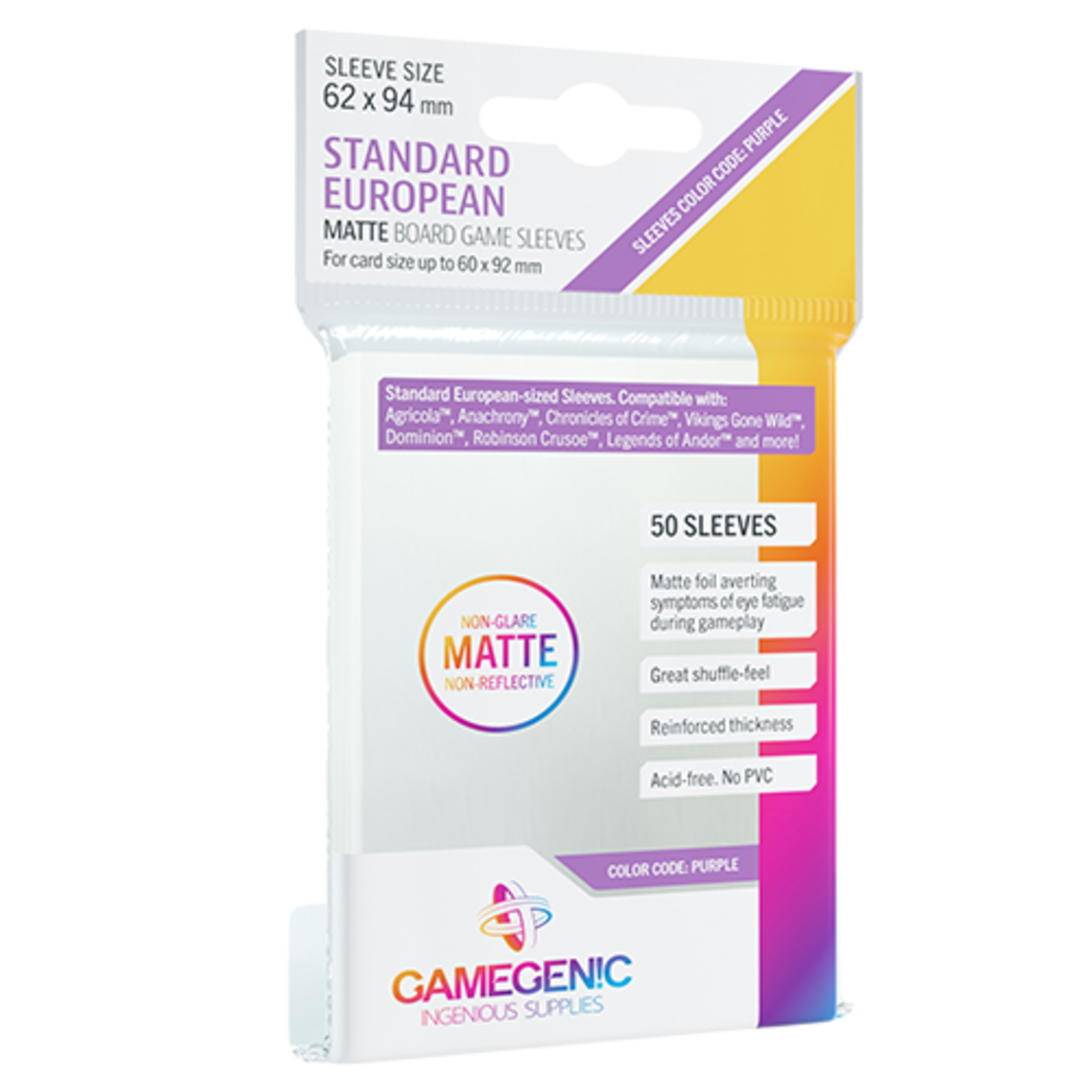 GAMEGENIC MATTE SLEEVES: STANDARD EUROPEAN