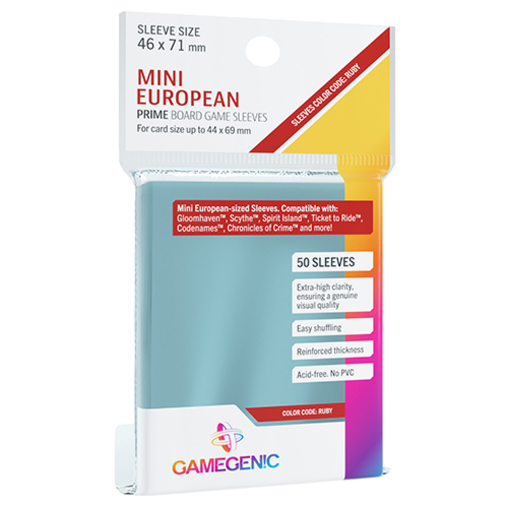 GAMEGENIC GG PRIME SLEEVES: MINI EURO GAME 46x71mm CODE:RUBY