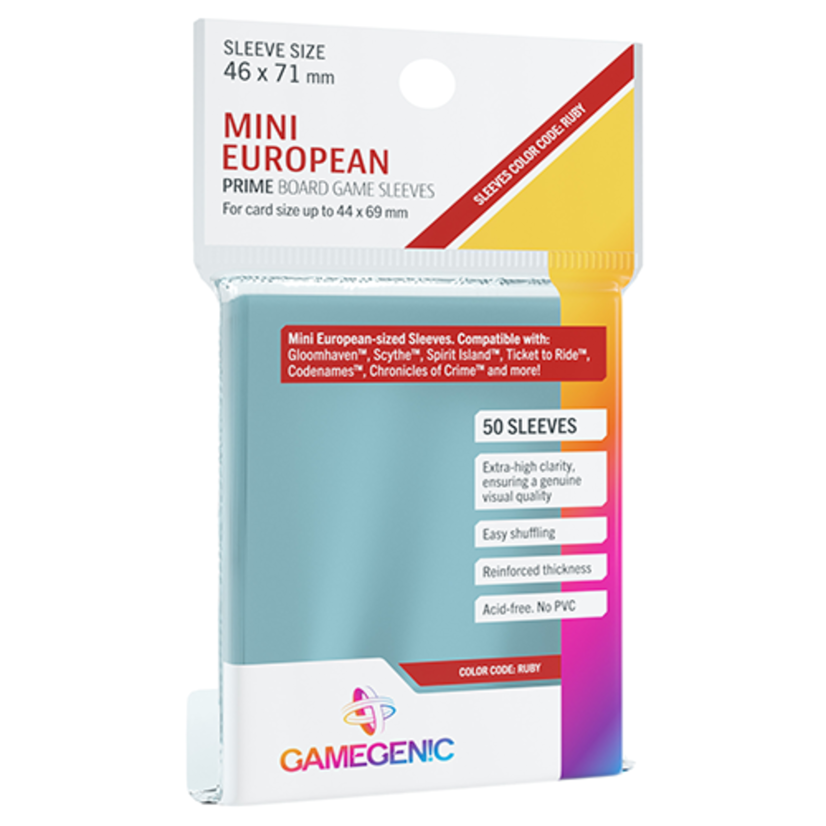 GAMEGENIC PRIME SLEEVES: MINI EUROPEAN BOARD GAME 46x71mm CODE:RUBY