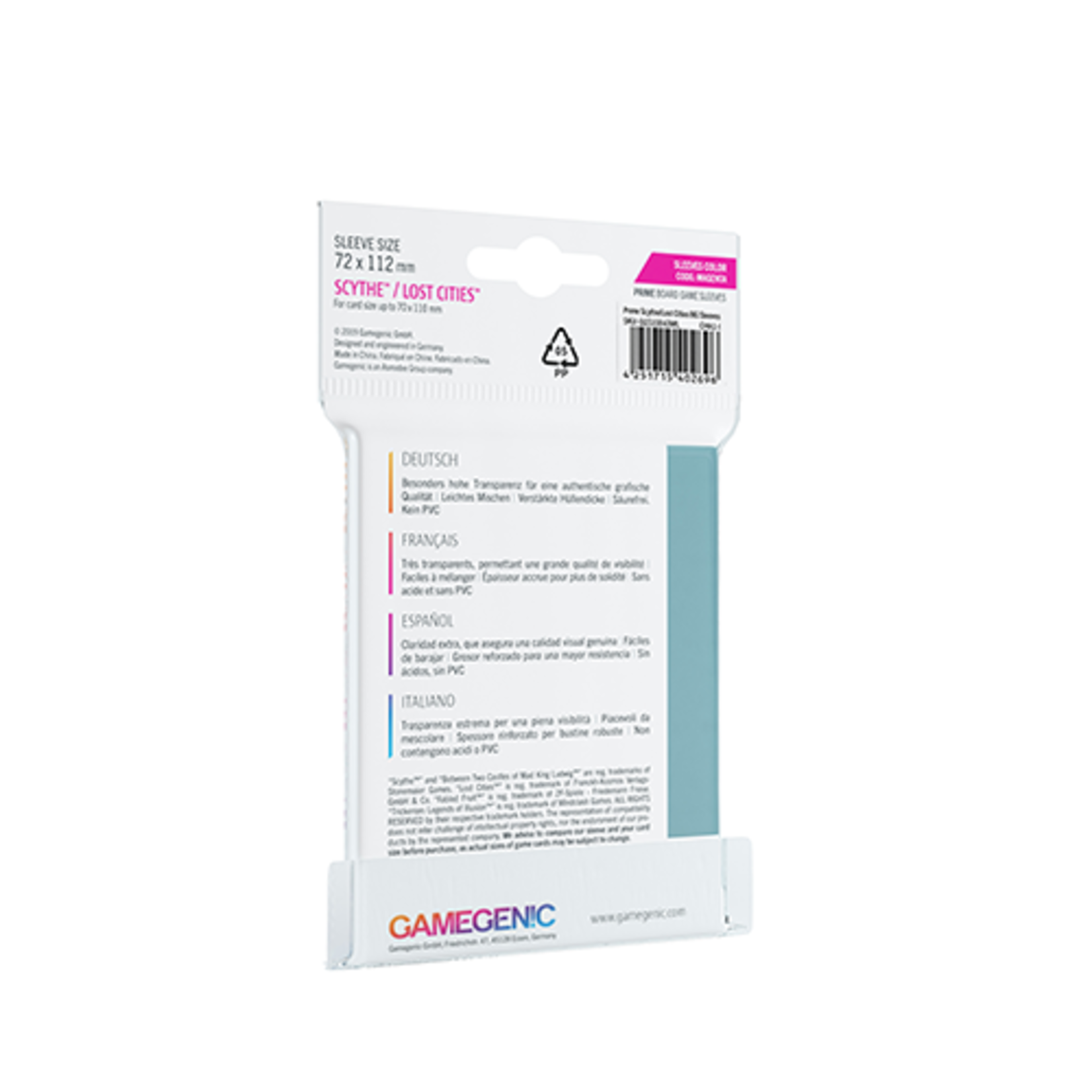 GAMEGENIC PRIME SLEEVES: BOARD GAME 72x112mm  MAGENTA