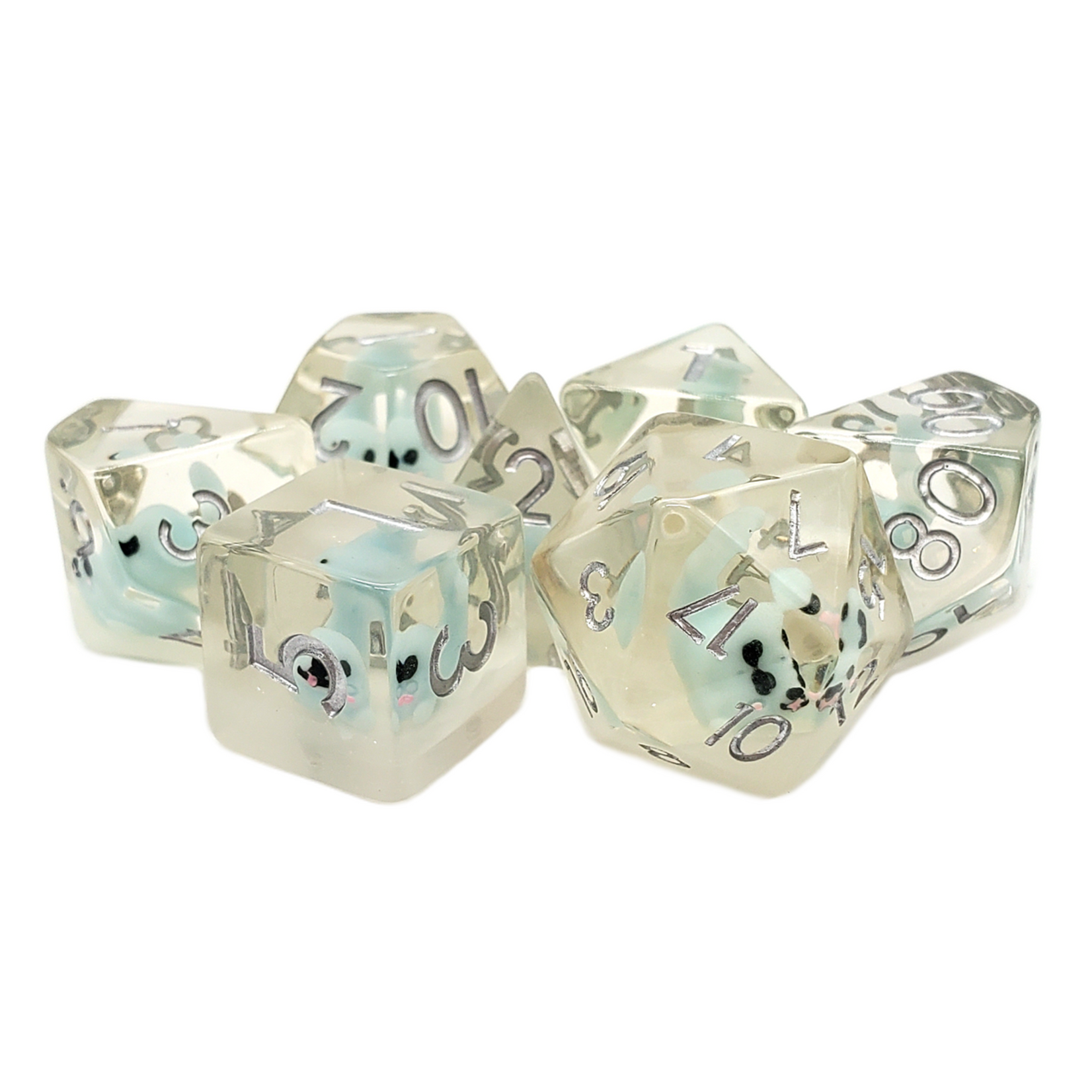 OLD SCHOOL DICE & ACCESSORIES ANIMAL KINGDOM BABY SEAL LT BLUE 7-DIE SET