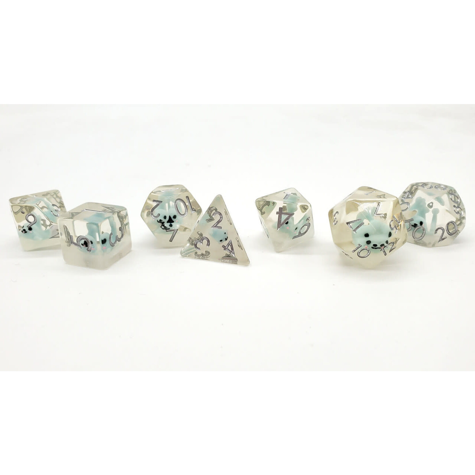 OLD SCHOOL DICE & ACCESSORIES ANIMAL KINGDOM BABY SEAL LT BLUE 7-DIE SET