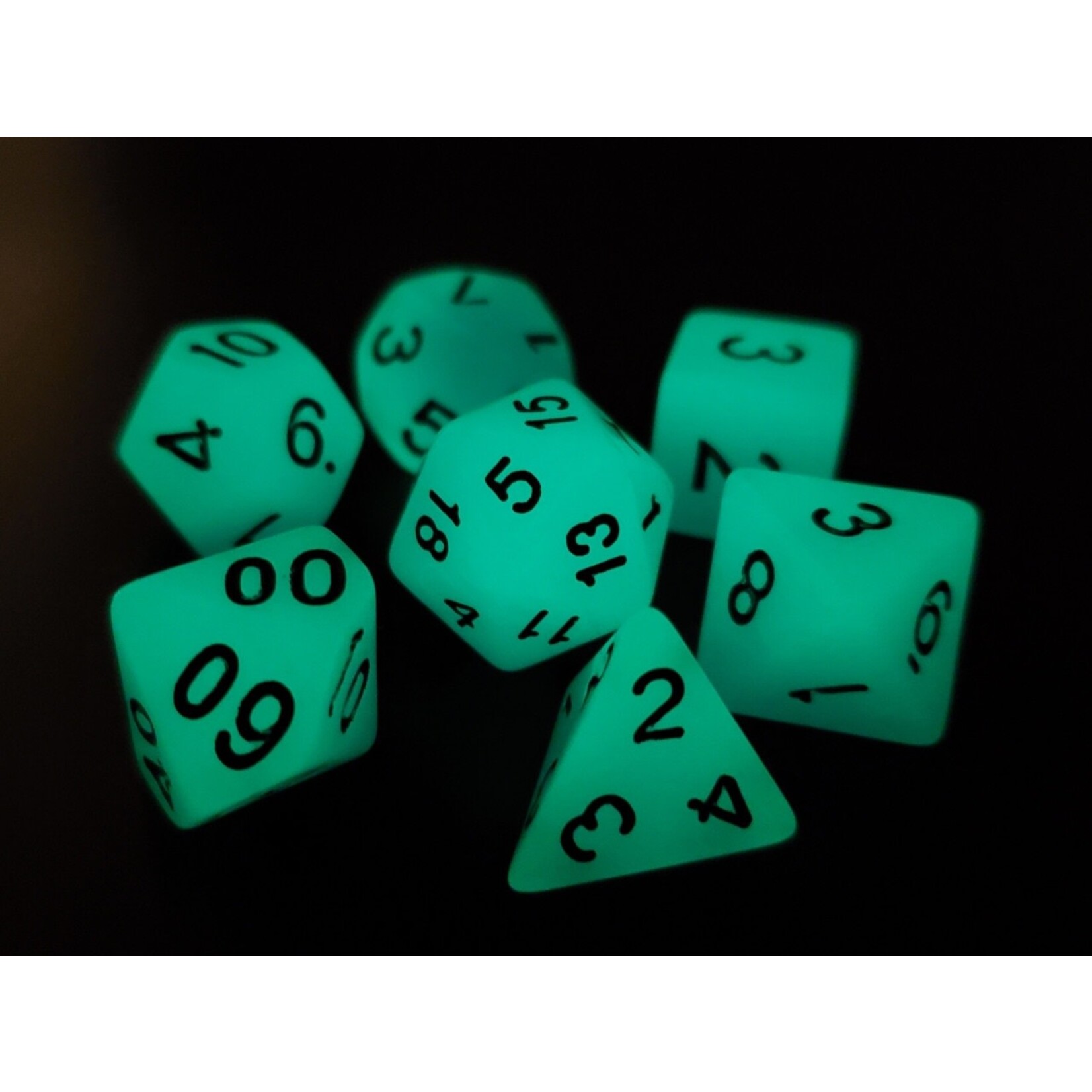 OLD SCHOOL DICE & ACCESSORIES GLOW DICE BLUE 7PC SET