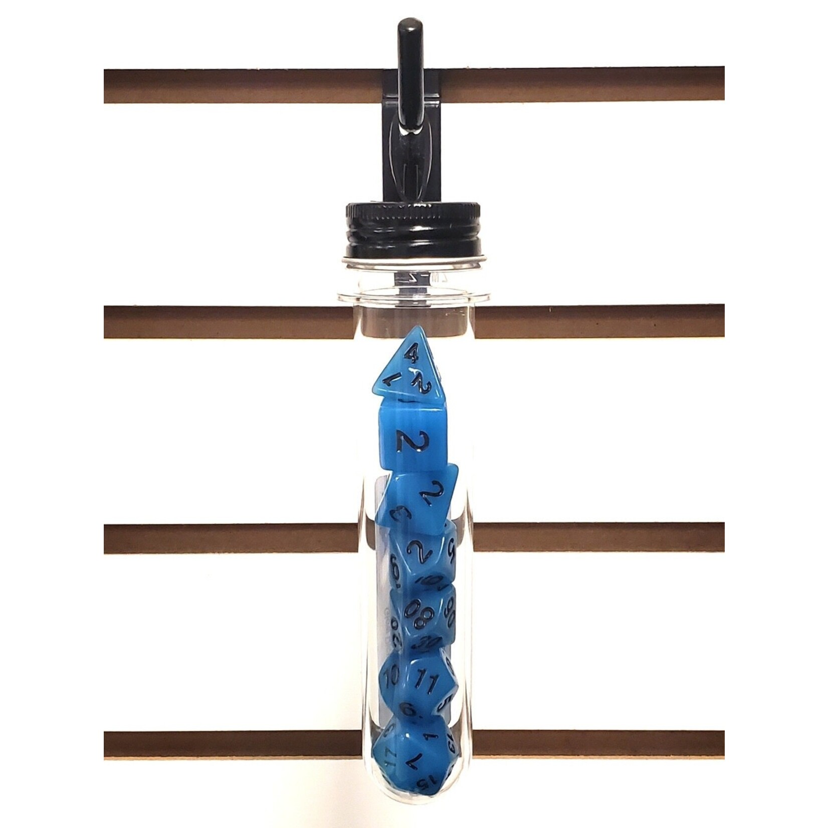 OLD SCHOOL DICE & ACCESSORIES GLOW DICE BLUE 7PC SET