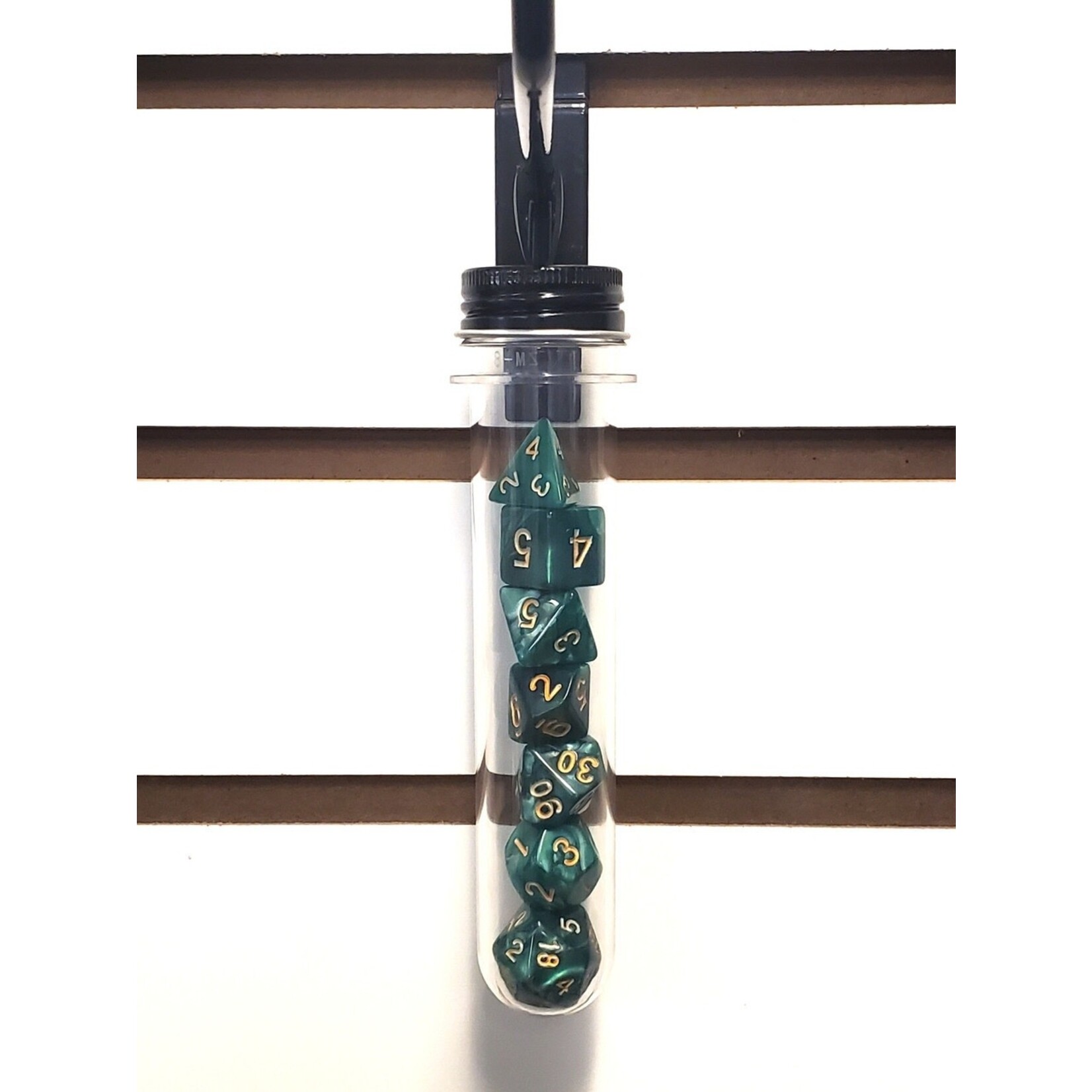 OLD SCHOOL DICE & ACCESSORIES PEARL DROP GREEN W/ GOLD 7PC SET