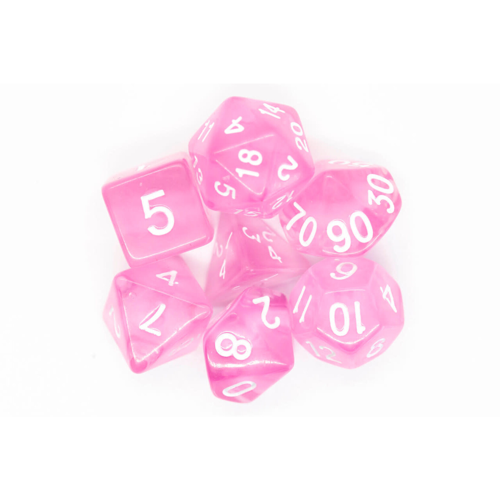 OLD SCHOOL DICE & ACCESSORIES TRANSLUCENT PINK 7PC SET