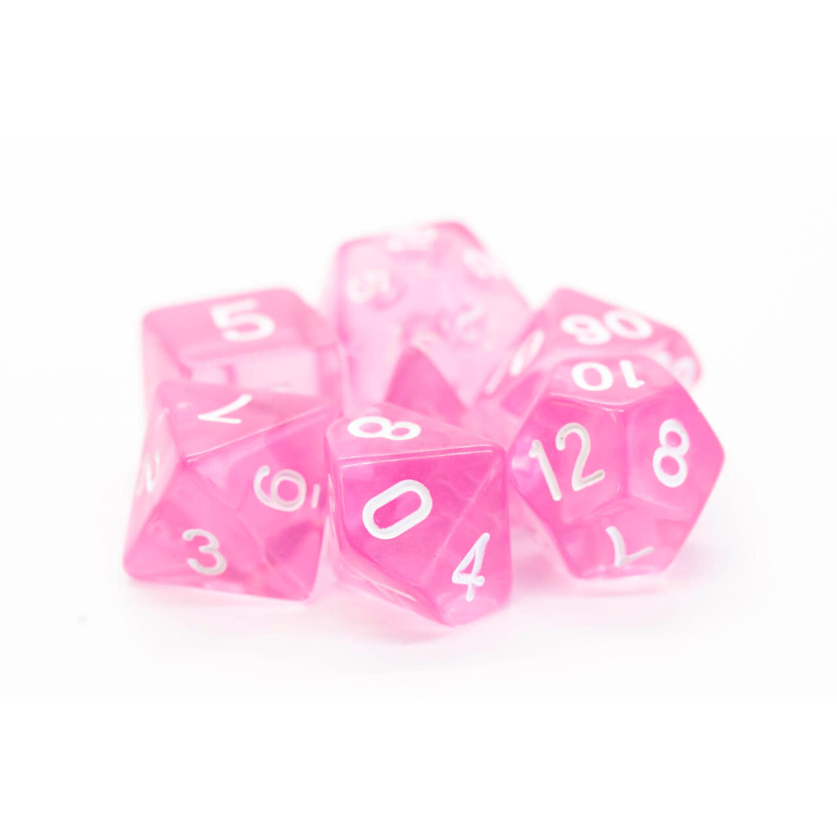 OLD SCHOOL DICE & ACCESSORIES TRANSLUCENT PINK 7PC SET