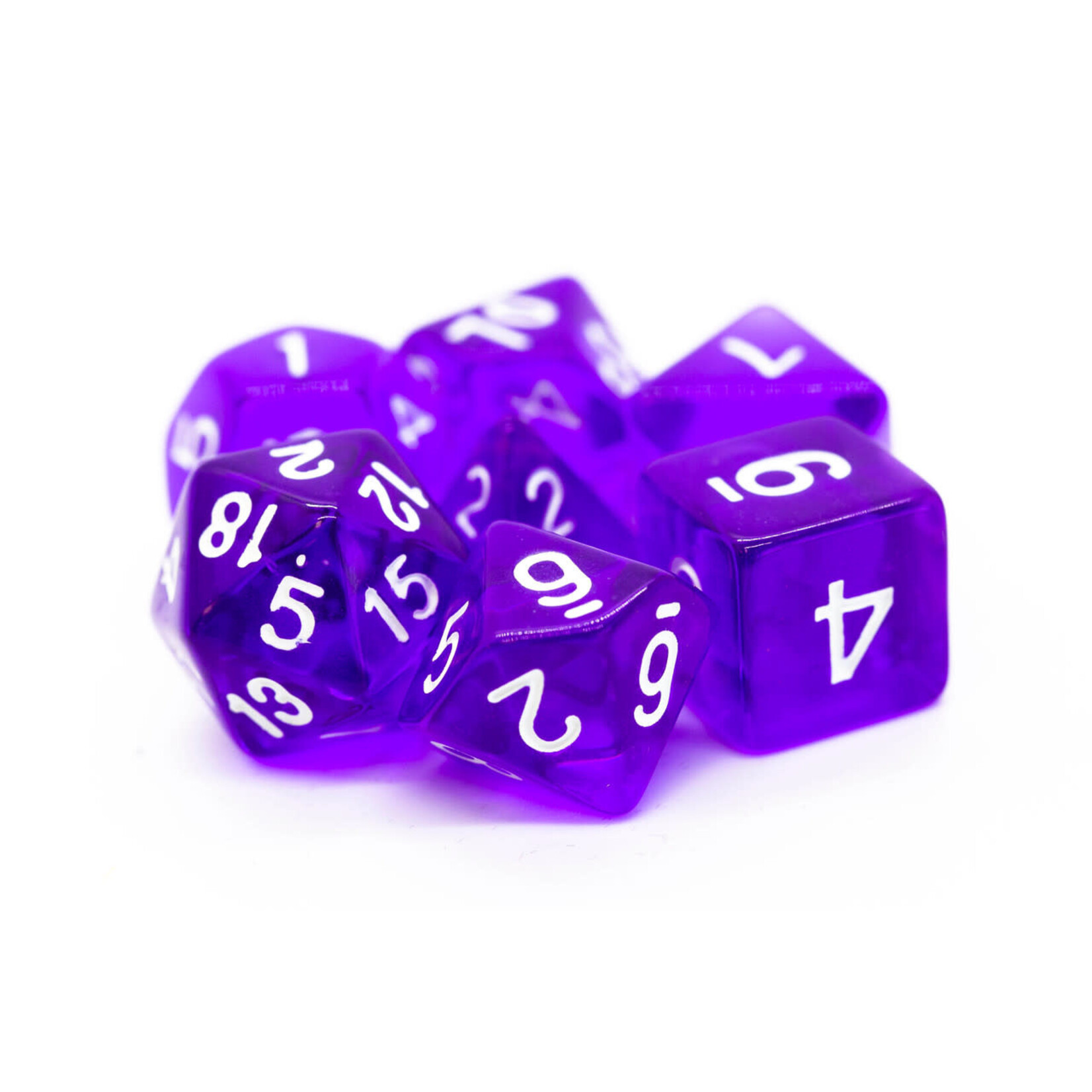 OLD SCHOOL DICE & ACCESSORIES TRANSLUCENT PURPLE 7PC SET