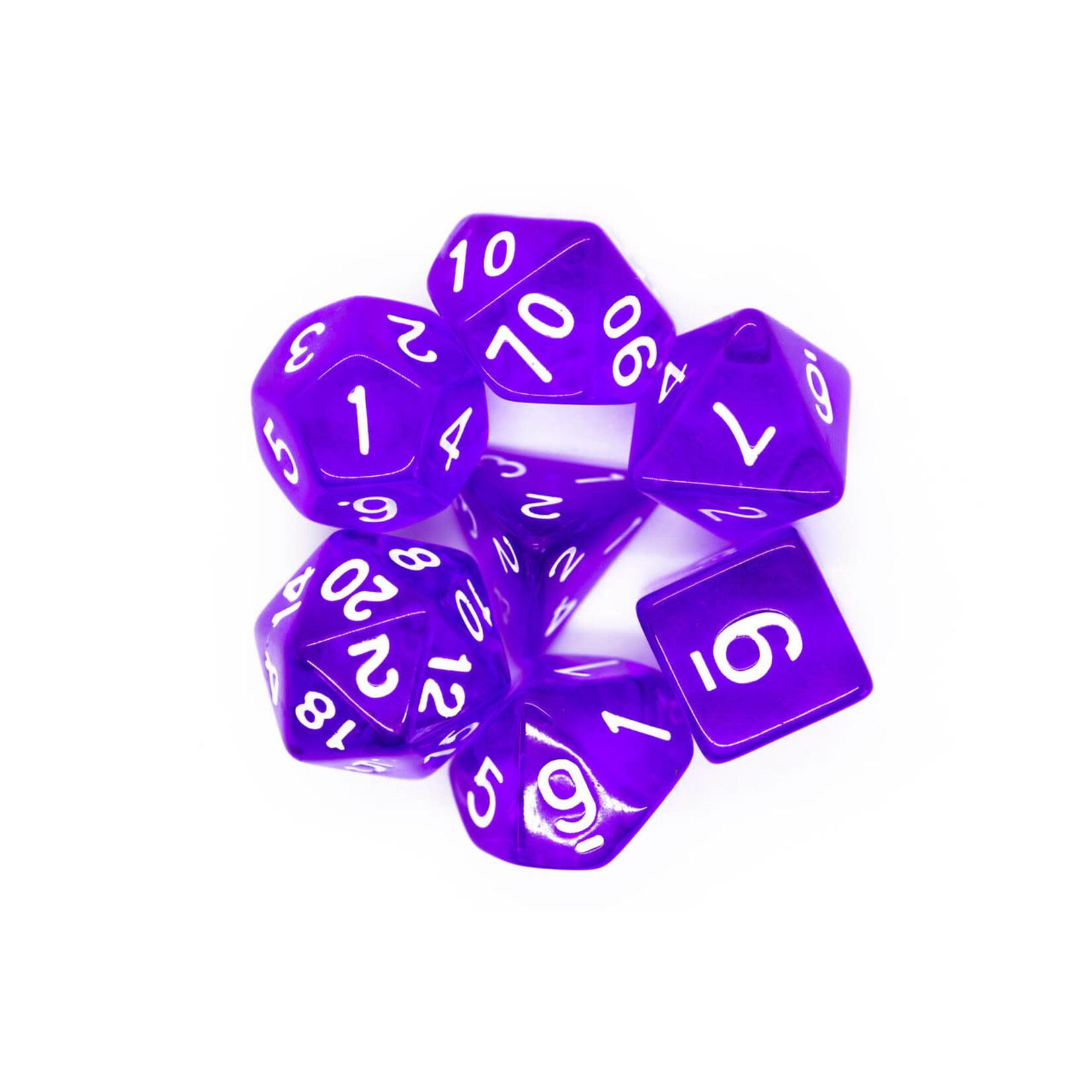 OLD SCHOOL DICE & ACCESSORIES TRANSLUCENT PURPLE 7PC SET