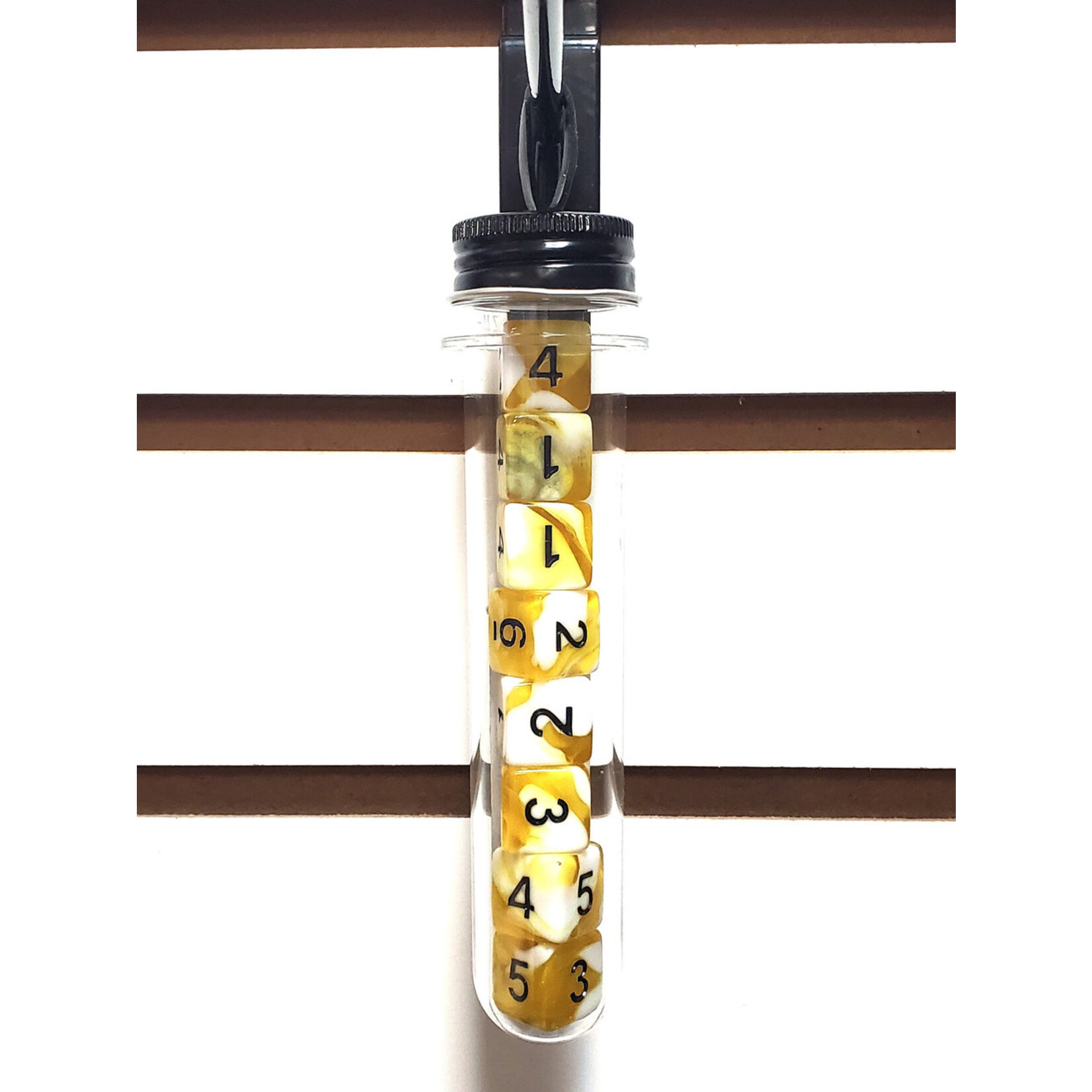 OLD SCHOOL DICE & ACCESSORIES VORPAL YELLOW AND WHITE W/ BLACK 8PC d6 SET