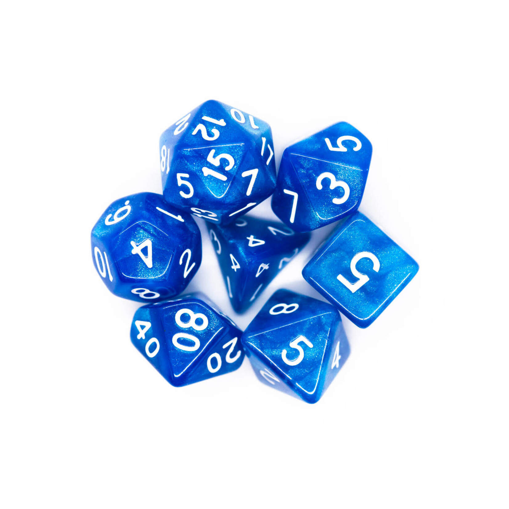 OLD SCHOOL DICE & ACCESSORIES PEARL DROP SHIMMER BLUE 7PC SET
